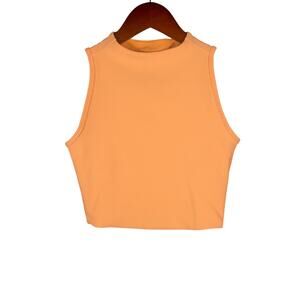 Spanx Contour Tank Tops Women’s XS Orange Mock Neck Cropped Shapewear Summer